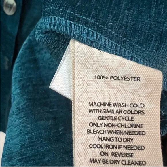 Soft Surroundings teal velvet button up tunic blouse - Picture 7 of 8